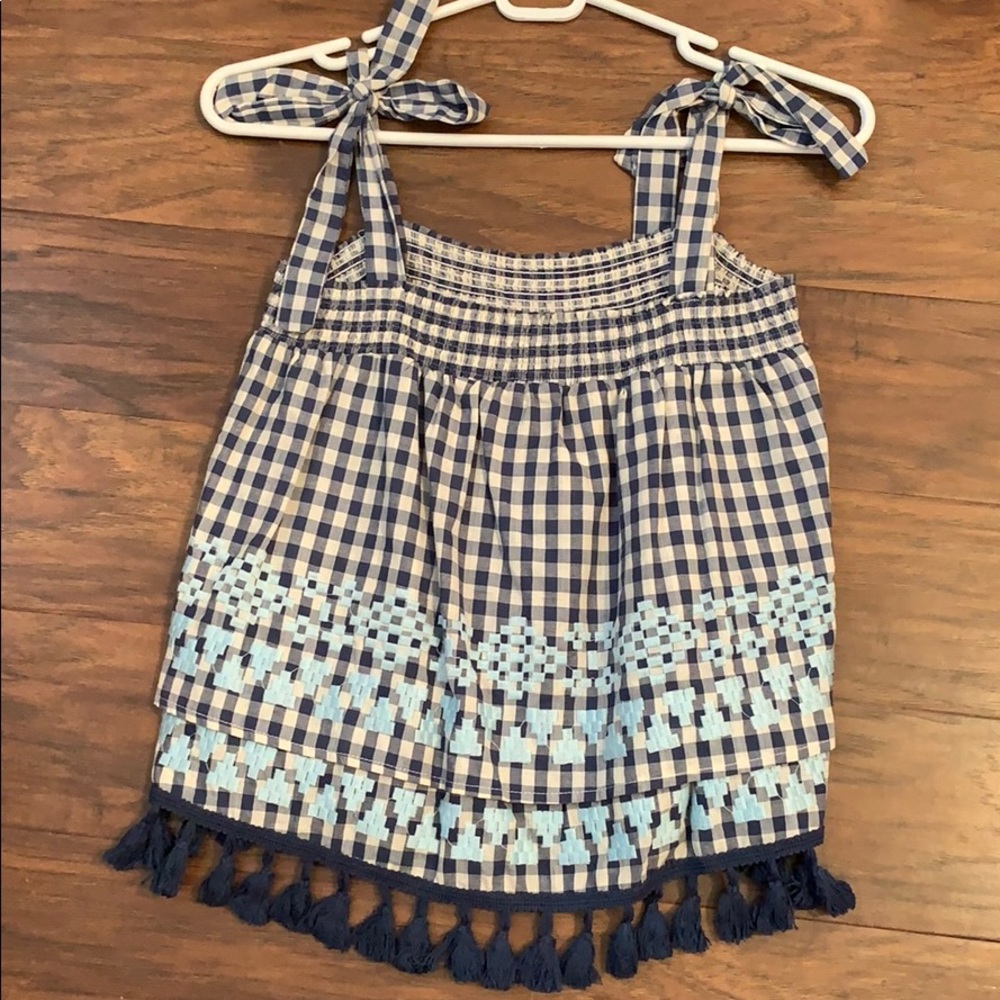 Gingham Tassel Top - NWT - Large